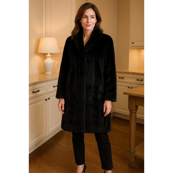 Donna Salyers' Fabulous Furs Jackets & Blazers - Fabulous Furs Black Faux Fur Coat Women's Size Small (36" Long)–Winter Outerwear